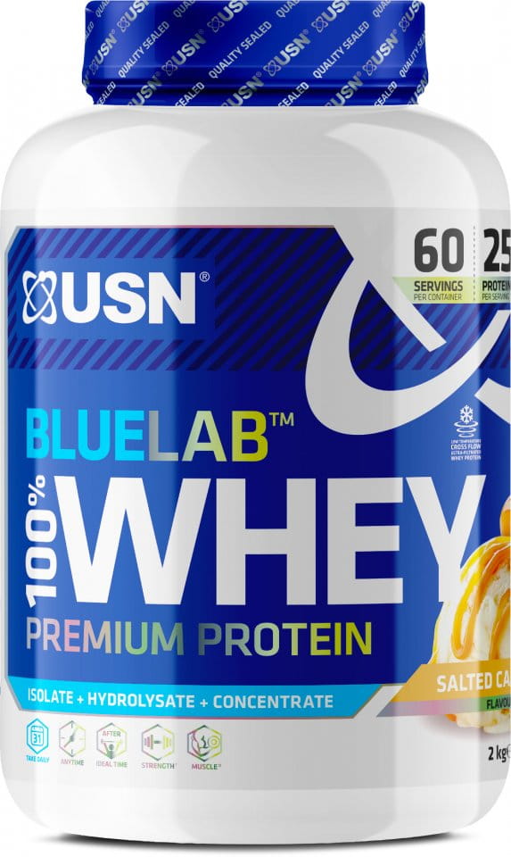 Πρωτεΐνη ορού γάλακτος σε σκόνη USN 100% Premium BlueLab 908g φράουλα