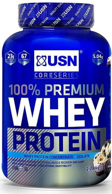 Σκόνη πρωτεΐνης ορού γάλακτος USN 100% Premium 2.28kg φράουλα με κρέμα γάλακτος
